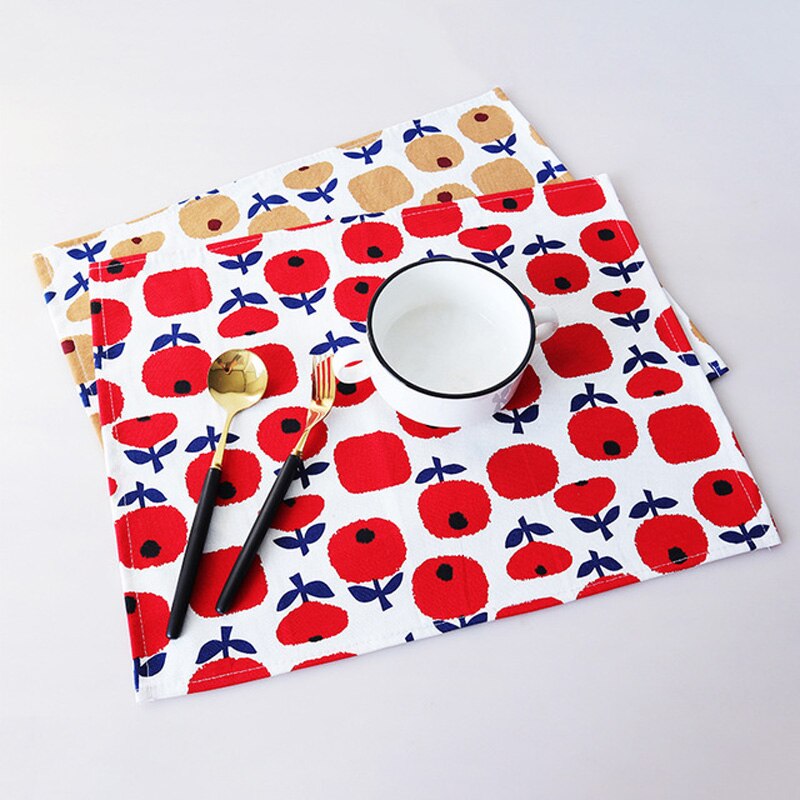 1pc Ins Cotton Placemat Table Napkin Tablewares Mats Pads Family Visit 32x42cm 12.6"x16.5"