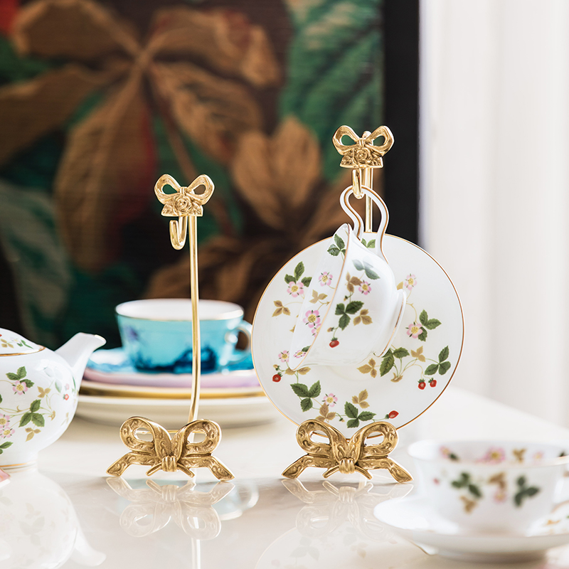 Messing Kop Schotel Opbergrek Home Decor Strik Rose Ornamenten Desktop Bekerhouder Opknoping Retro Koffiekopje Opslag Afvoerrek
