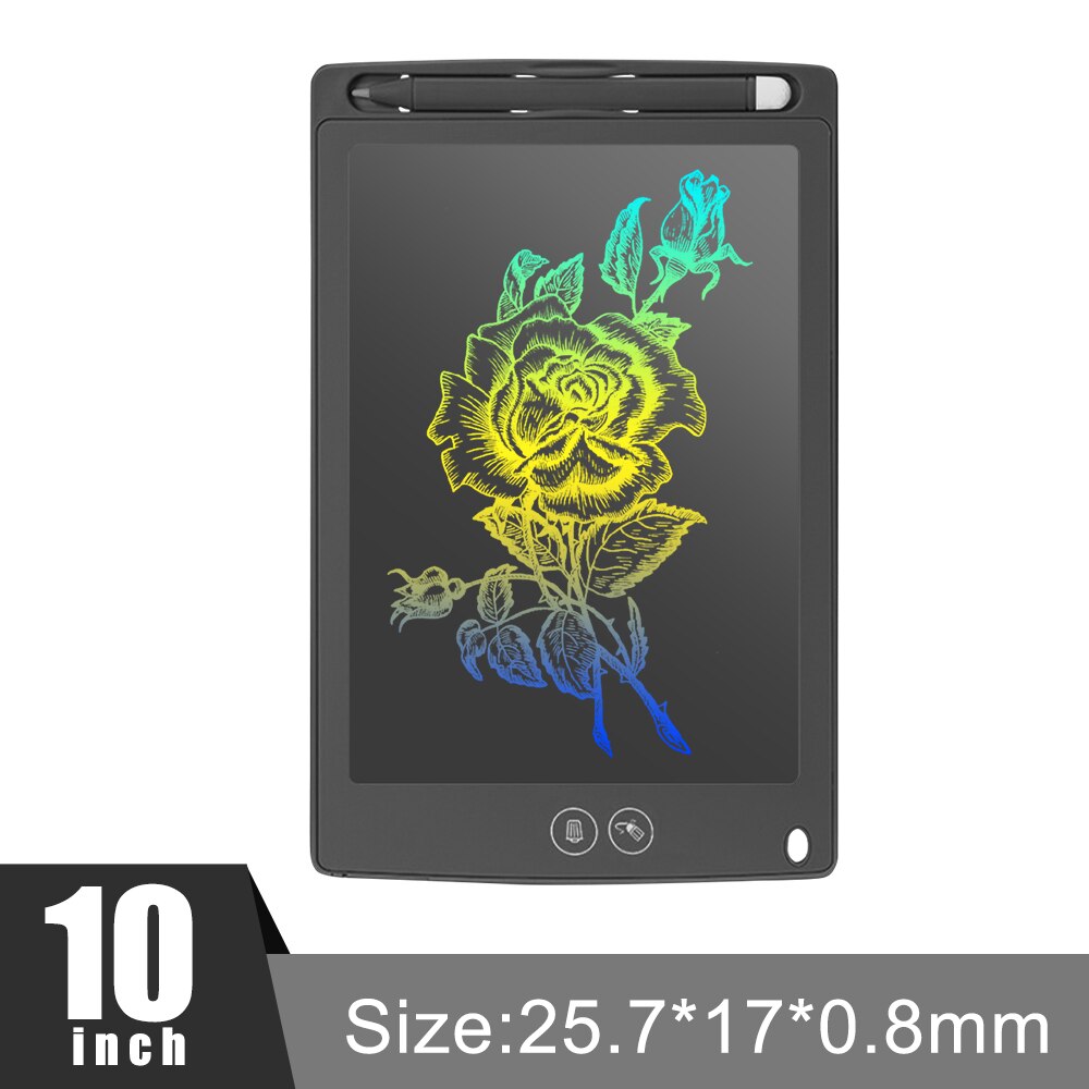 LCD Colorful Writing Tablet Partially Erasing Drawing Board Electronic Thick Pen Highlight Pads DIgital Tablets 8.5/10/12 inch: 10 inch black