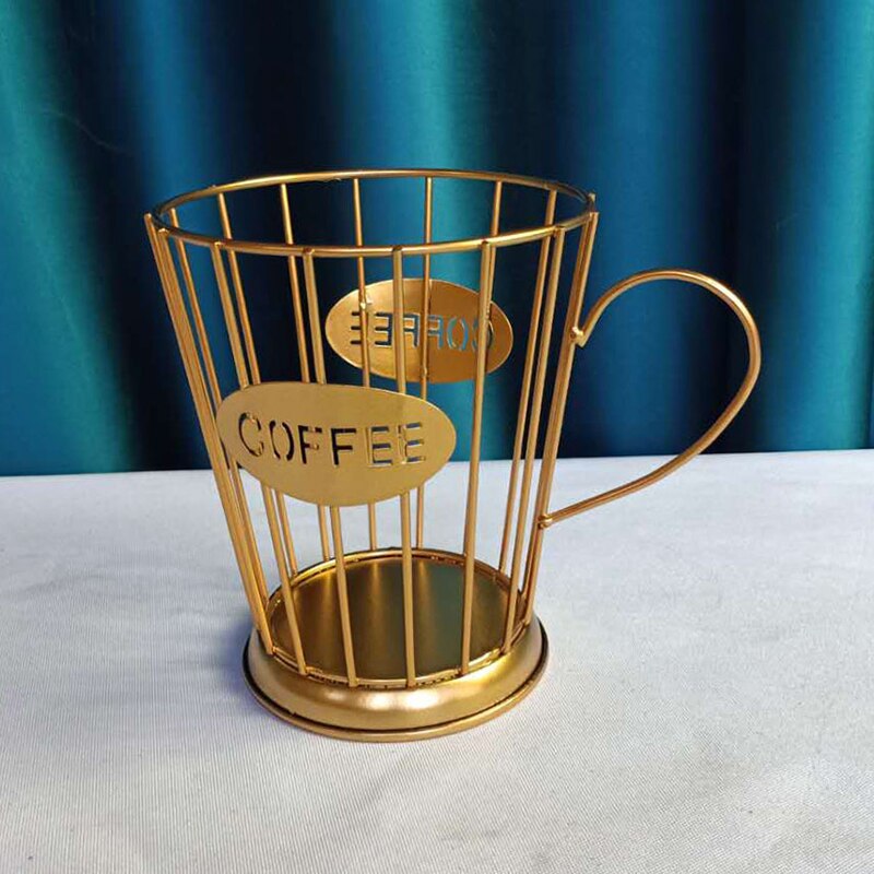 Panier de rangement universel pour capsules de café, support de rangement pour dosettes de café Nespresso, hôtel, rangement de cuisine domestique: Gold 19.5x15x19cm