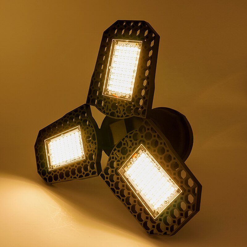 Deformerbar lampe  e27 led pære 40w 60w 80w garagelys 360 grader  ac85-265v deformerbar lys til værksted lager fabrik gym: Varm hvid / 40w