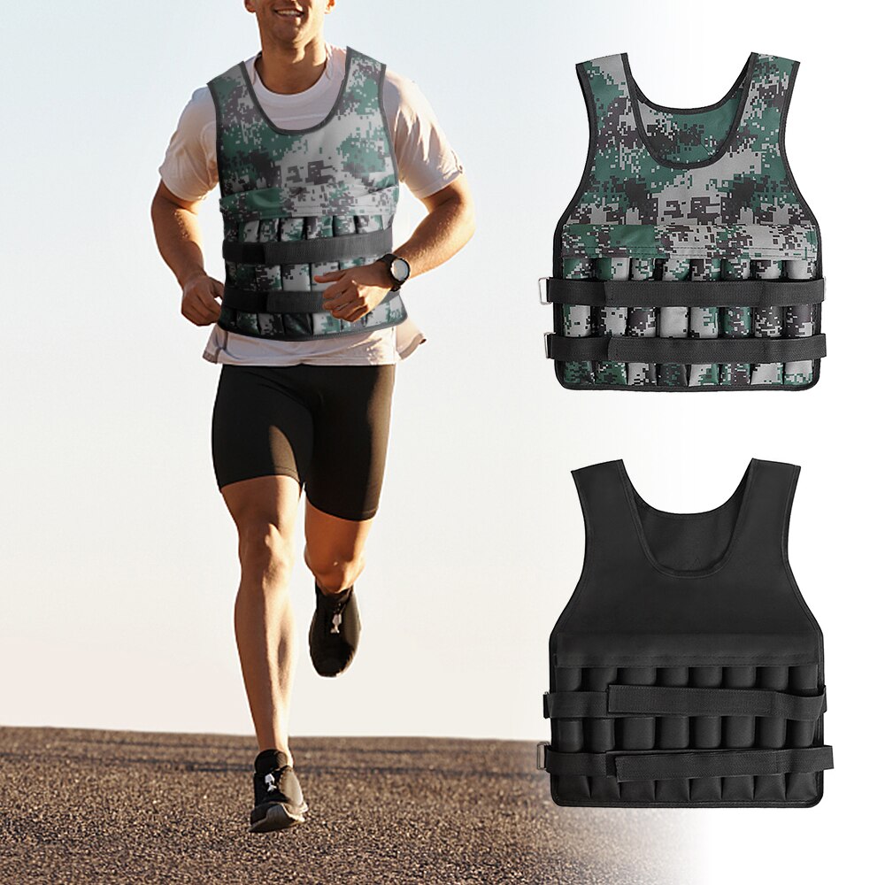 Chaleco de peso de 20kg para entrenamiento, chaqueta de Fitness para gimnasio, entrenamiento, boxeo, chaqueta ajustable, ropa de arena