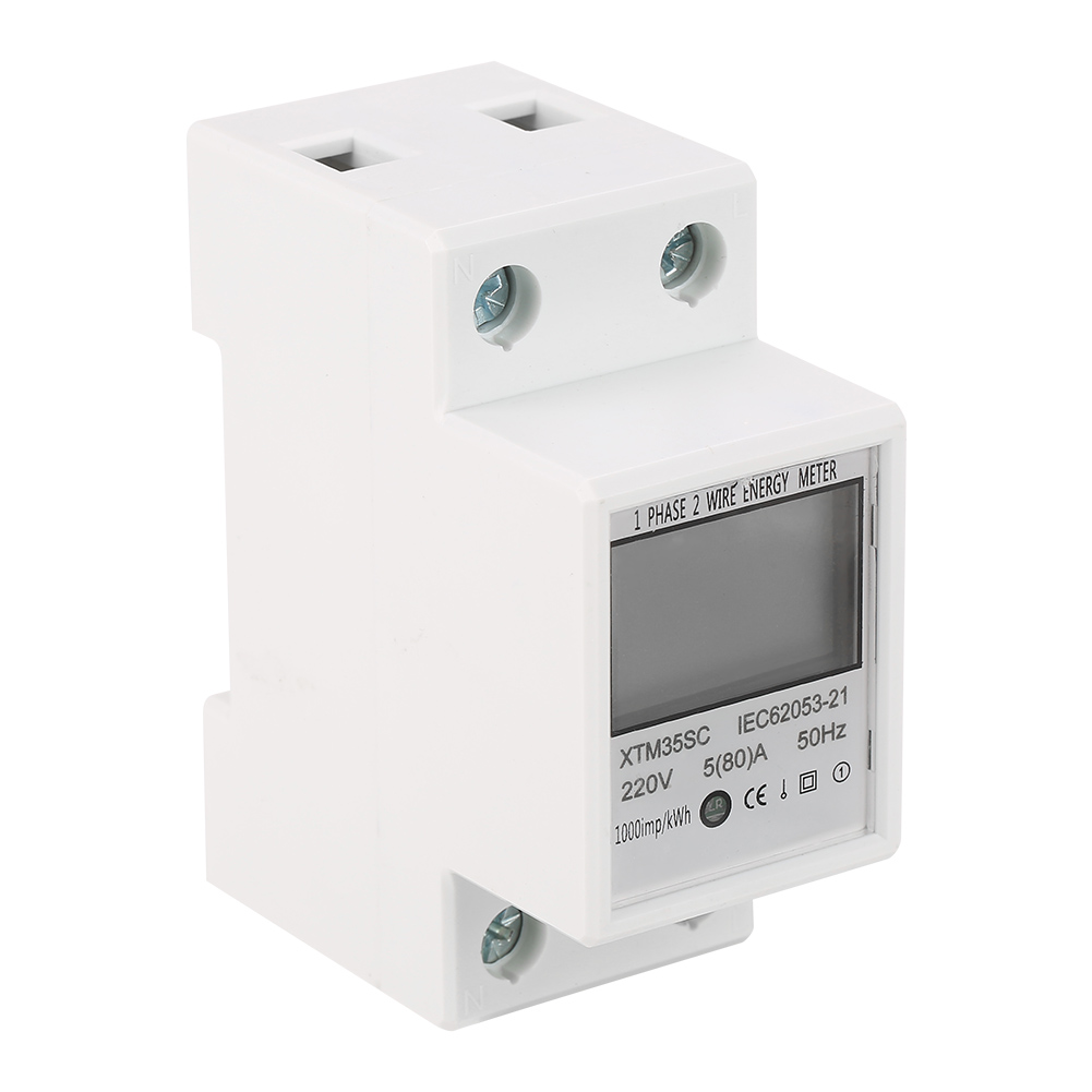 AC220V 5(80)A Digital DIN-Rail Electric Meter 1-Phase 2 Wire 2P DIN-Rail Electronic Energy Meter KWh Meter