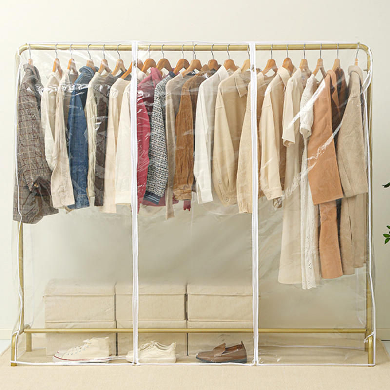 Clothes Hanger Dust Cover Bedroom Drying Rack Dust Cover Cloth Translucent Coat Suit Storage Bag Dormitory Supplies