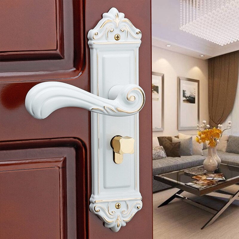 European white interior room door lock modern minimalist handle lock bedroom door lock wooden door handle