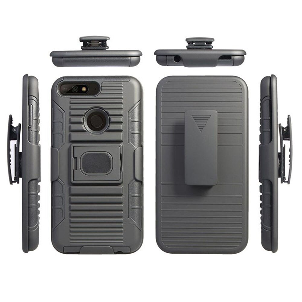 Hybrid Magnetische Ring Kickstand Armor Case Voor Huawei Y6 Belt Swivel Clip Holster Cover Voor Huawei Y6 ) /Honor 7A