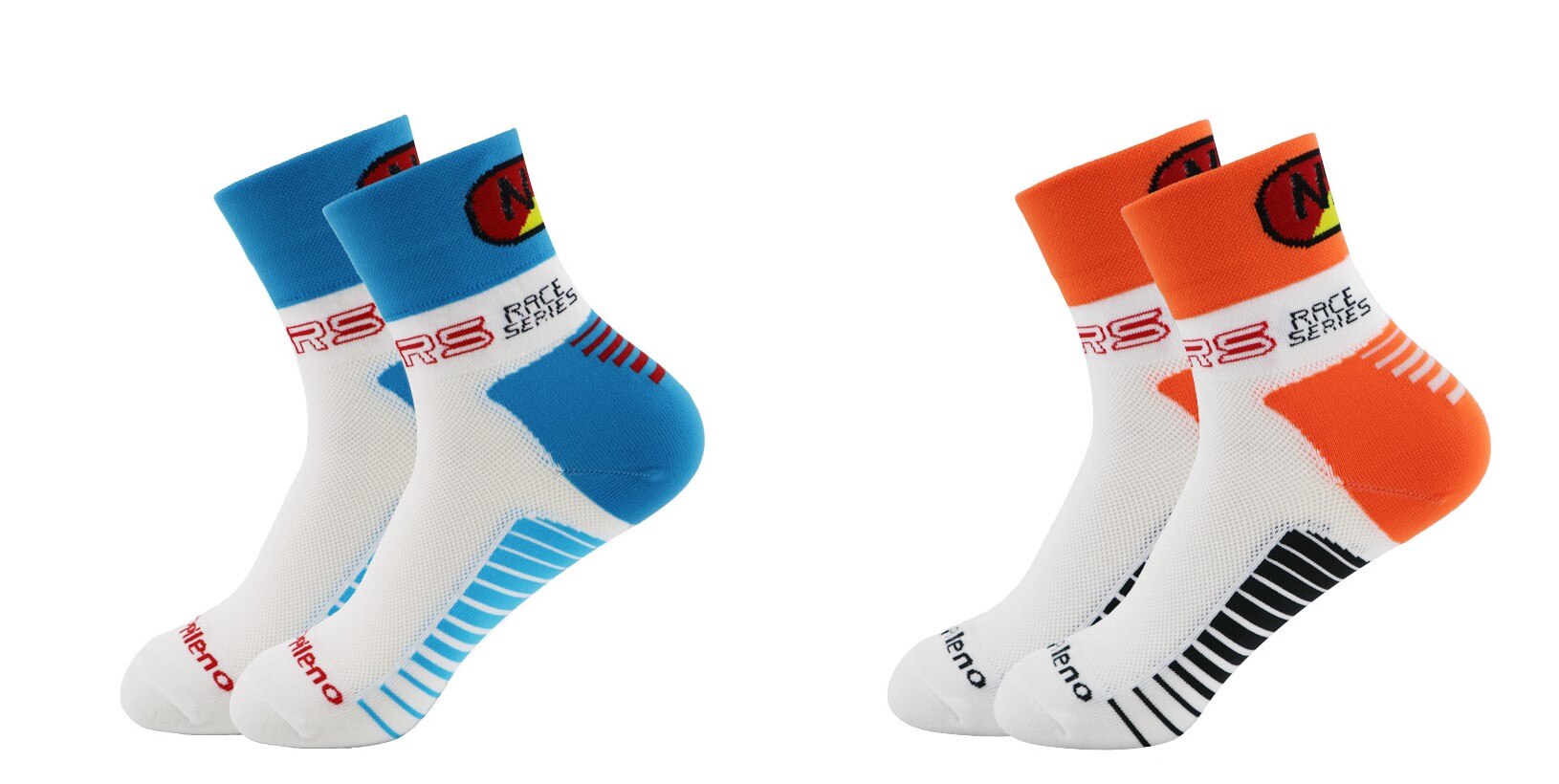 Mężczyźni i kobiety kolarstwo koszykówka bieganie pończochy sporty outdoorowe letnie wędrówki tenis antypoślizgowe odporne na zużycie skarpety z dezodorantem: Blue X Orange