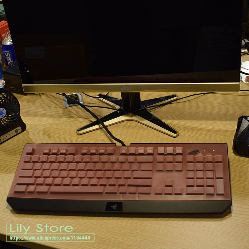 Waterproof and dustproof Transparent Keyboard Skin Cover Protector For Razer BlackWidow Ultimate Stealth Mechanical: orange