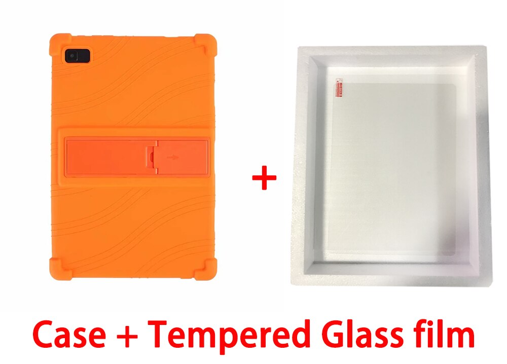 Silicone Cover Case for Teclast P20hd Stand Thickened Stand Soft Cover for Teclast P20 HD M40 Tablet PC: orange-Tempered film