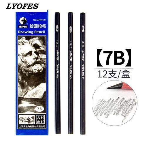 12 pcs/set Sketch Drawing Pencil Set HB 2B 6H 4H 2H 3B 4B 5B 6B 10B 12B 1B Painting Pencils Stationery Supplies: 7B