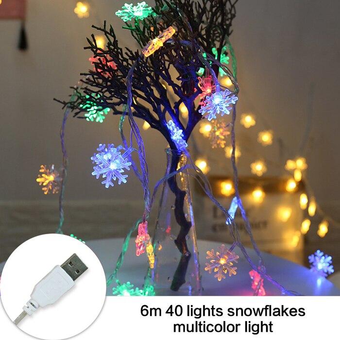 Jouluvuoden seppele 40 kpl led-valosarja ulkokäyttöön vedenpitävä valaistus keijujuhliin deco-kadulle festoon: 6m moniväristä valoa