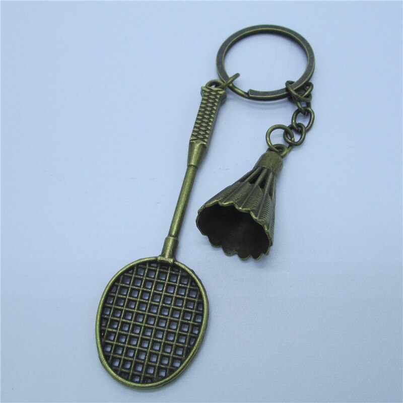 Mini Metal Badminton Racket Accessories Handmade Souvenir Cute Racquet Key-chain Sports Chain Novelty Car Bike Keyring L696OLD