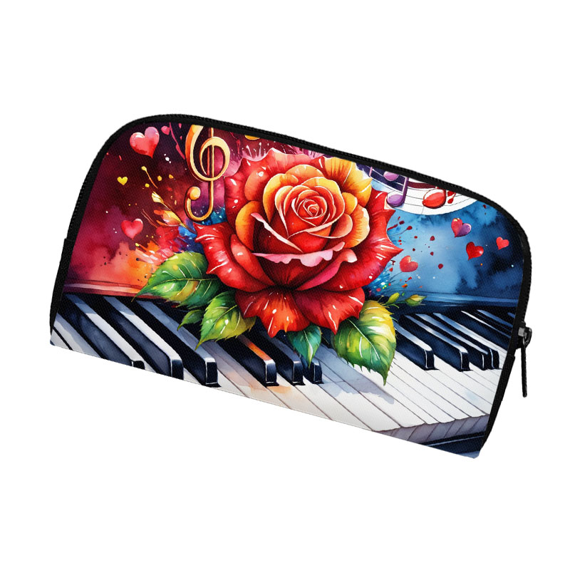 Aquarell Malerei Musiknote Muster Brieftasche Klavier Tastatur Karte Schlüssel Halter Münze Geld Geldbörse Lippenstifte Tasche Lange Brieftaschen: Brown