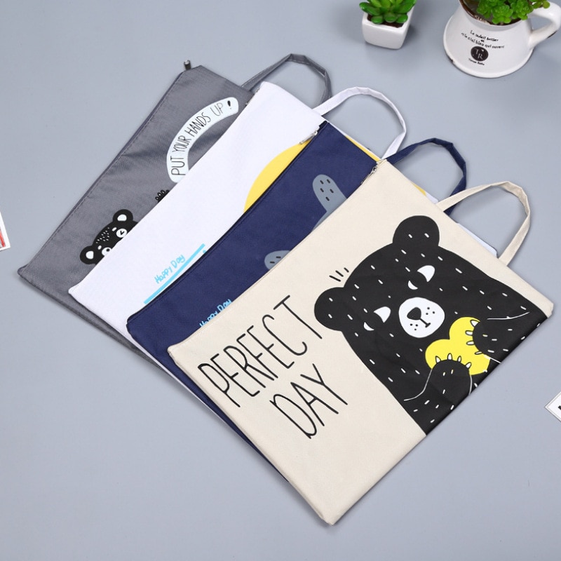 Pasta de ficheiro de tecido a4 fofa, pasta para documentos de papelaria 33*24cm, saco de documentos para escola