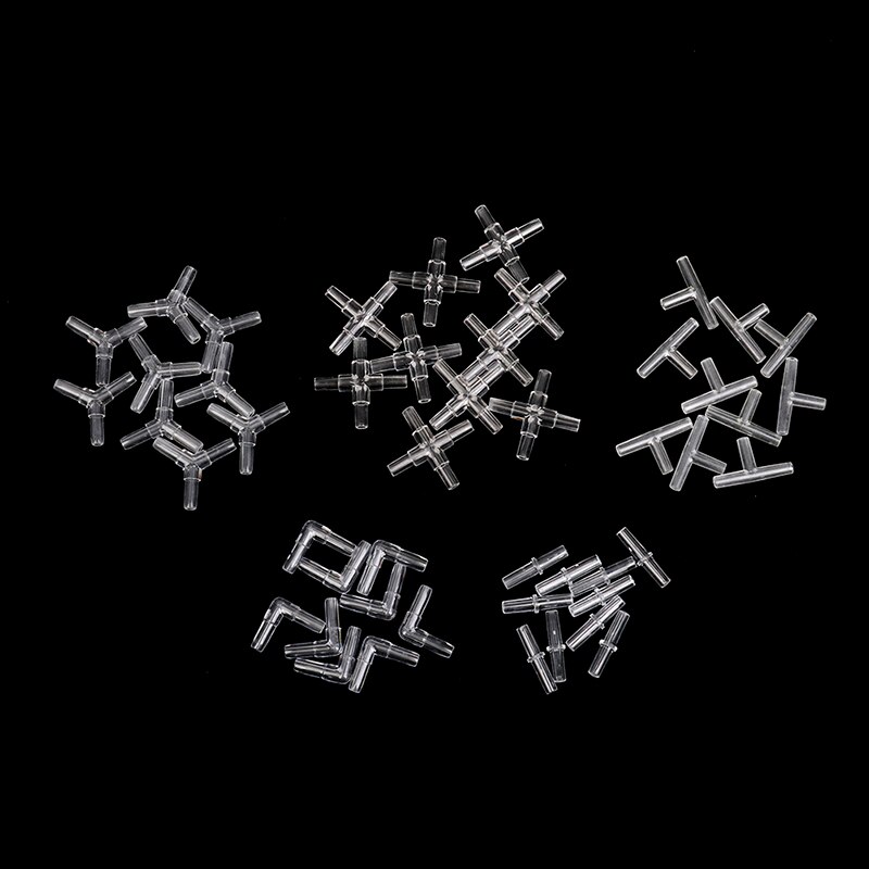 10pcs/lot 4mm Clear Plastic Elbow Tube Connector Valve Transparant Airline Air Tubing Aquarium Accessories