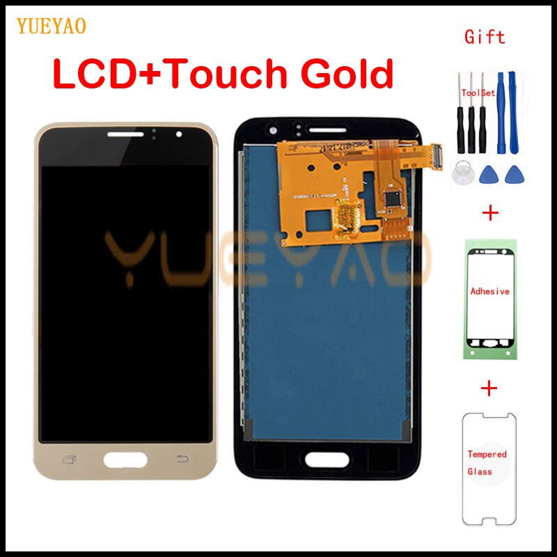 Adjust Brightness LCD For Samsung Galaxy J1 J120 J120F J120M J120H J120FN LCD Display Touch Screen Digitizer Assembly: Gold WithGift