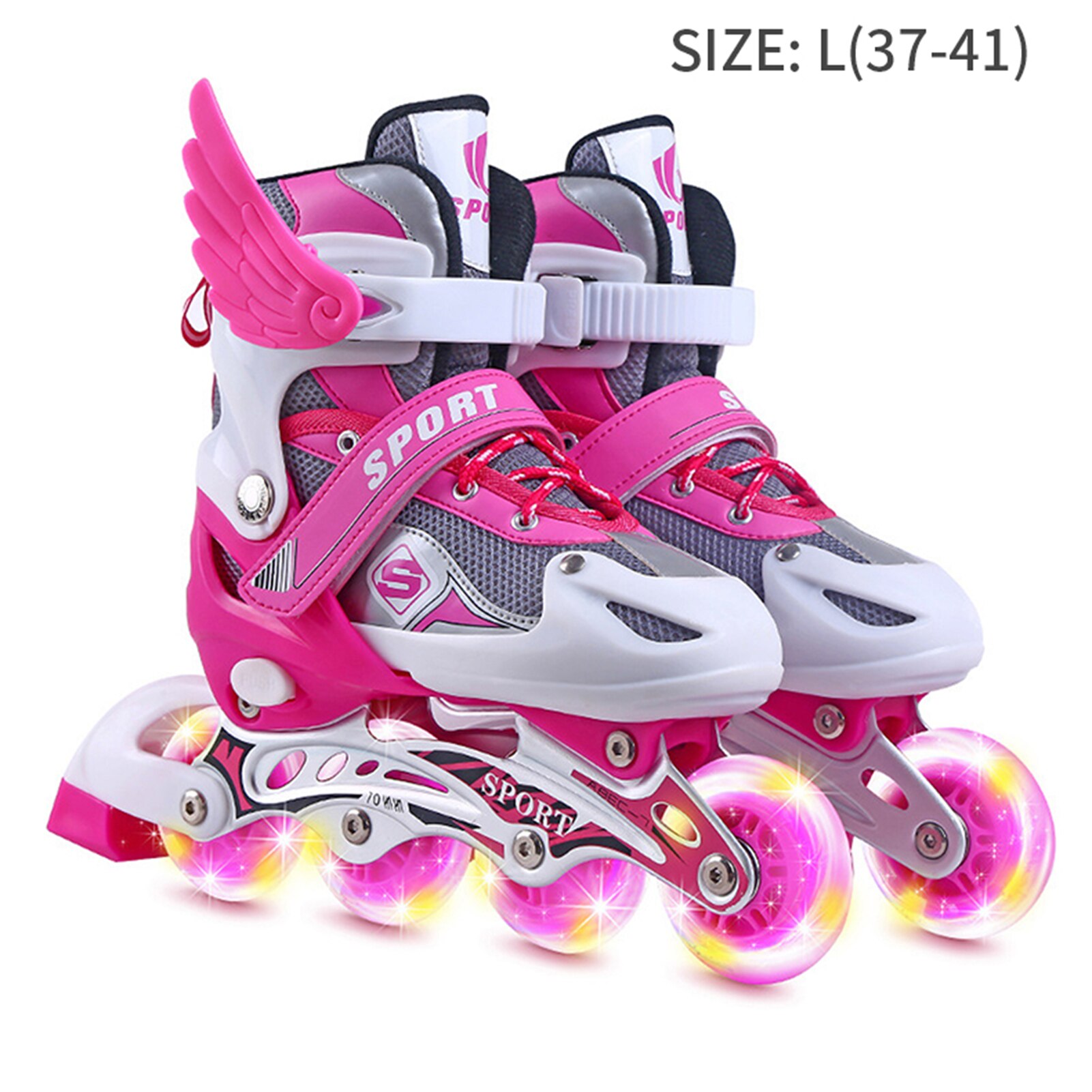 Roller Skates Rollerskates Kids Skates Shoes Adjustable Inline Skates For Kids Skating Shoes Beginners Anti-fall Roller: Pink L
