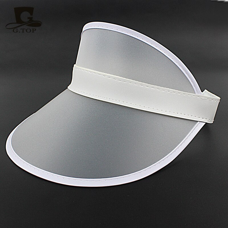 transparent plastic pvc sunshade summer sun hat: White matte
