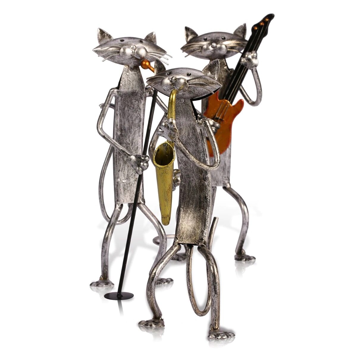 Figuras de arte del hierro hechas a mano de gatos, esculturas de Metal, objetos hechos a mano para el hogar, muebles para el hogar CGSTORE