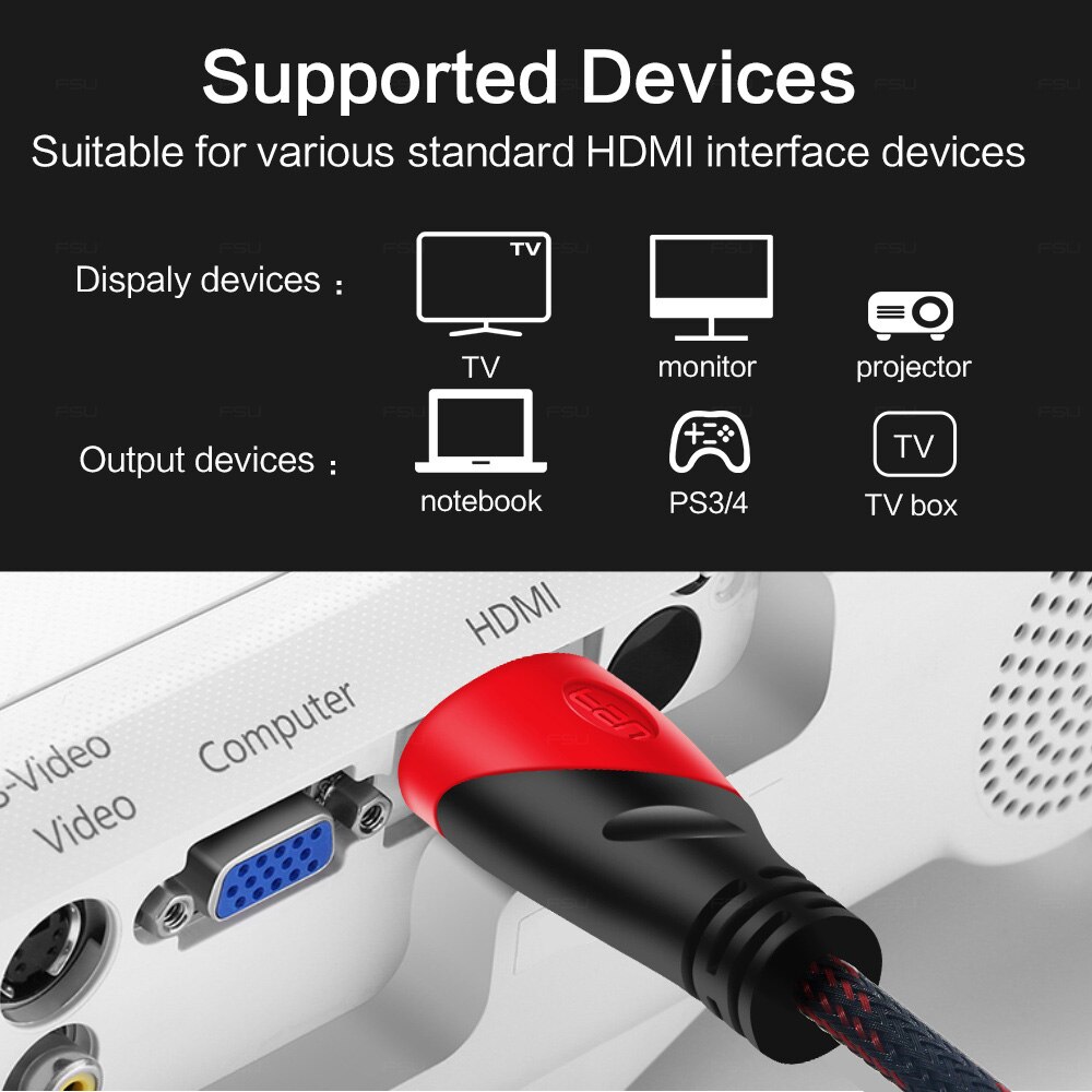 High speed HDMI Cable 1080P 3D Gold Plated male to male for PS4 Xbox Projector LCD Apple TV Laptop 1M 2M 3M 5M 8M HDMI to HDMI