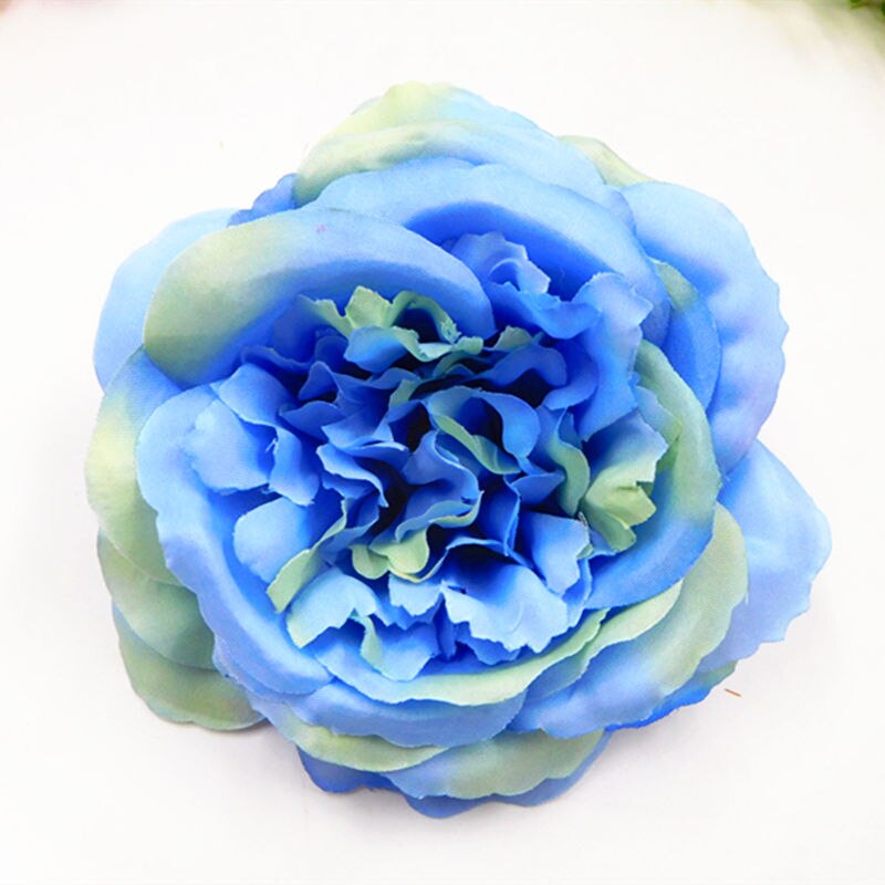 5 stk  (12 cm/ a) simulering af kunstige silkeblomster blomsterhoveder / hjem haven dekoration diy bryllup krans boks baggrund: Blå