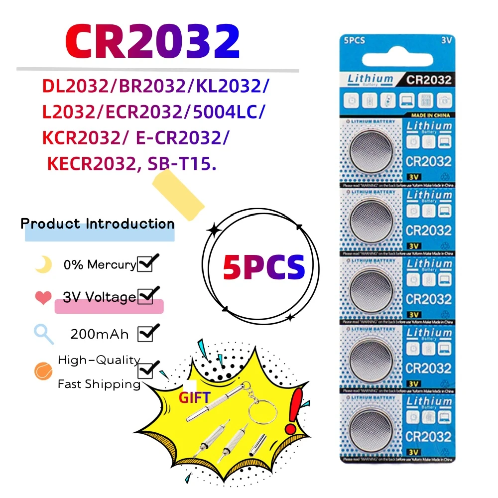Set di batterie a bottone 5-10 pezzi CR2032 CR2025 CR2016 LR41 LR44 LR626 LR1130 Batteria al litio da 3V per orologio, giocattolo, telecomando, calcolatrice: Giallo