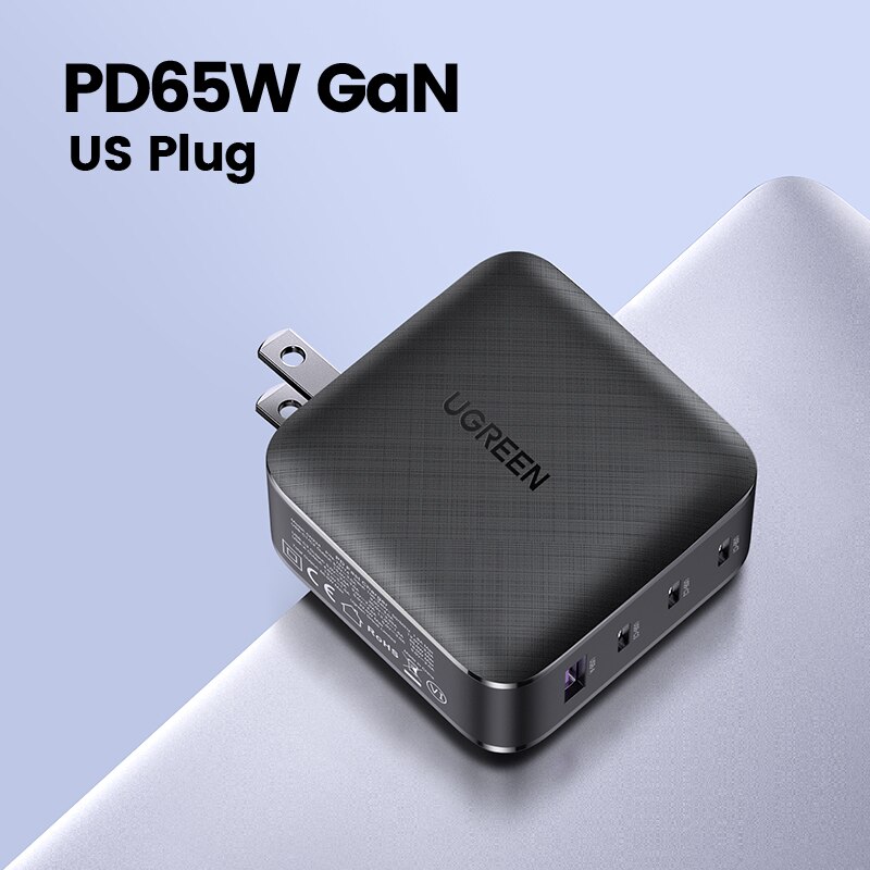 Ugreen PD 65W Ladegerät GaN USB Typ C Ladegerät für Apple MacBook Air iPad Pro Samsung Tablet Schnelle Ladegerät für Nintendo Schalter: US PLUG