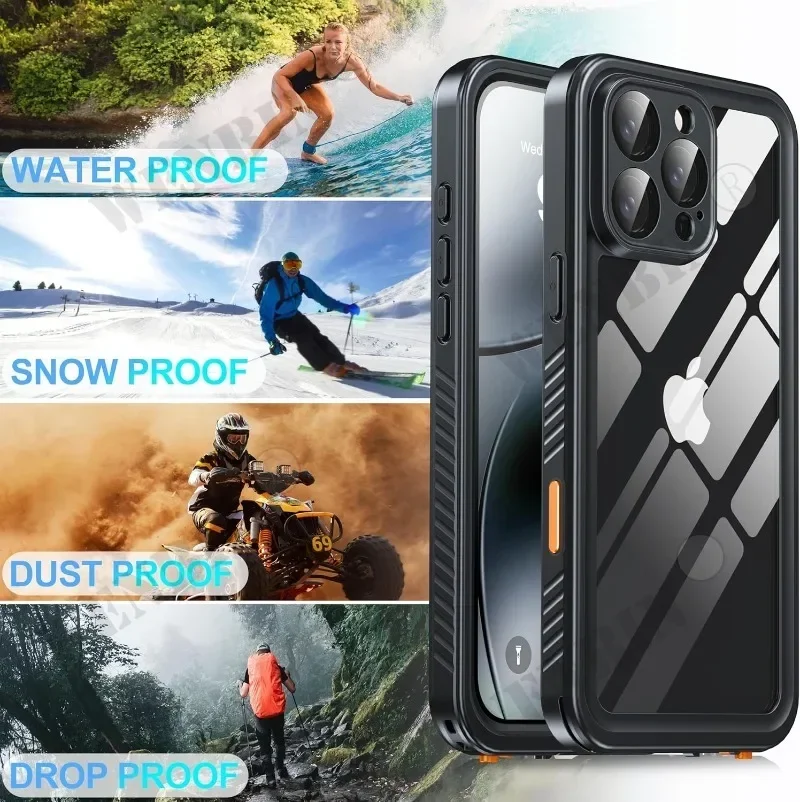 Funda impermeable IP68 para iPhone, carcasa protectora de cuerpo completo para natación, buceo subacuático, Magsafe, magnética, para 16, 15, 14, 13, 12 Pro Max