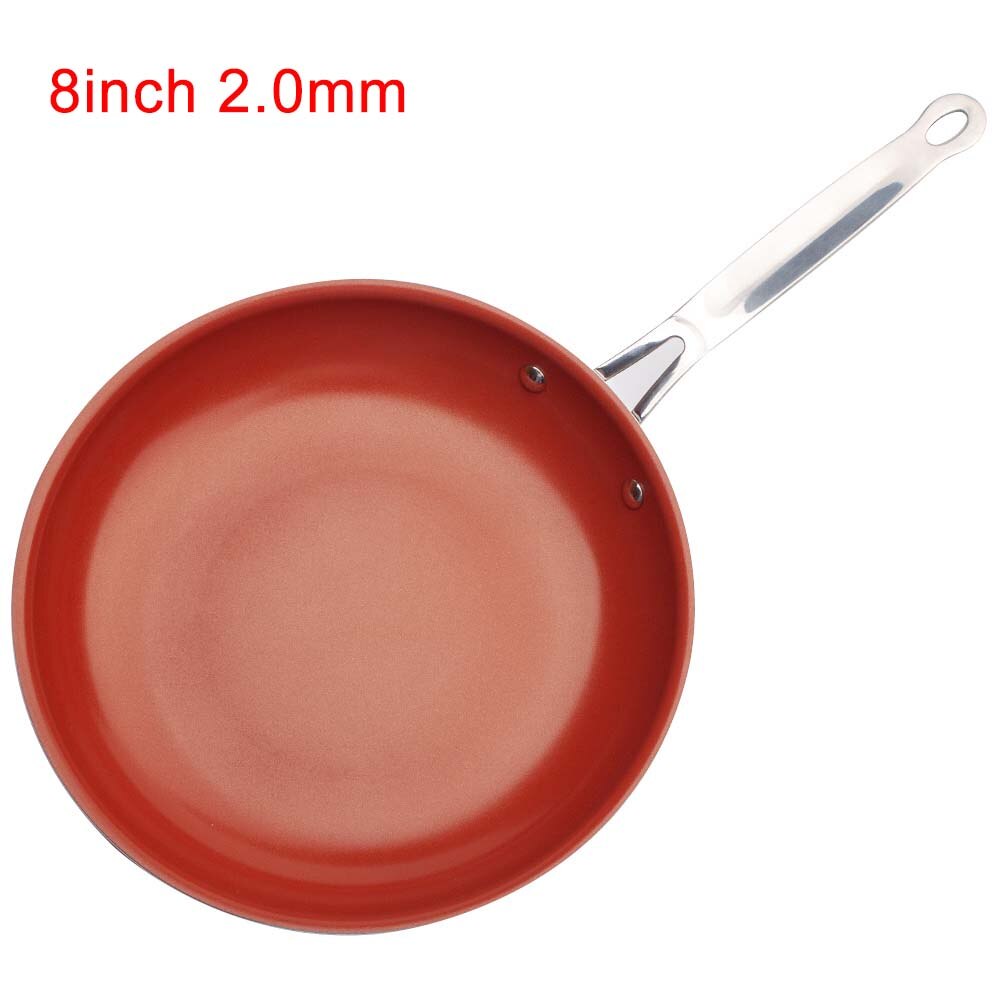 Kjøkken non-stick kobber stekepanne keramisk induksjon komfyr panne non-stick stekepanne kobber gryte: 8 tommer 2.0mm