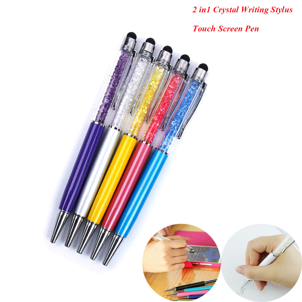 2 in 1 Crystal Balpen Mode Stylus Touch Pen voor Schrijven Briefpapier Kantoor & School Pen Balpen