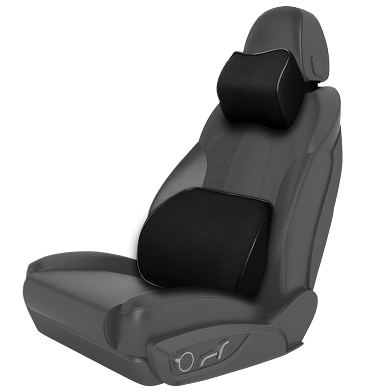Suporte lombar de apoio para costas de carro, almofada universal de espuma de memória padrão para o assento de carro para escritório: One Set Black