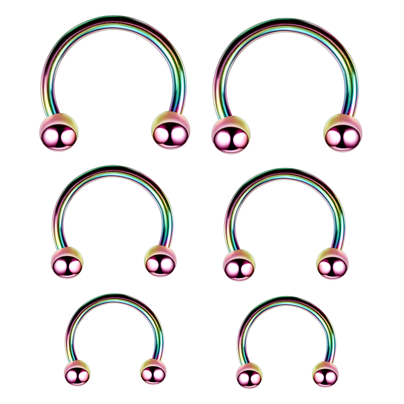 6 Stuks Septum Neus Piercing Ring Cirkelvormige Hoefijzervormige Halters Voor Oorlip Wenkbrauw Lichaam Pirercing Bal Kegel Cbb Stalen Hoepel 20G 0.8Mm: Silver Plated