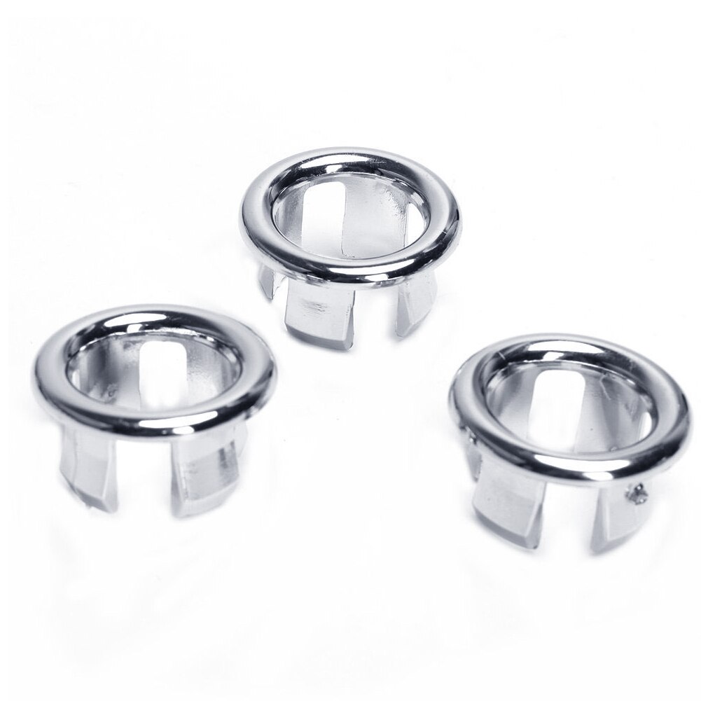 3Pcs Badkamer Wastafel Sink Overloop Ring Zes-Voet Ronde Insert Chrome Hole Cover Cap Holle Ring Wastafel Trim vervanging Afvoer Caps: Default Title