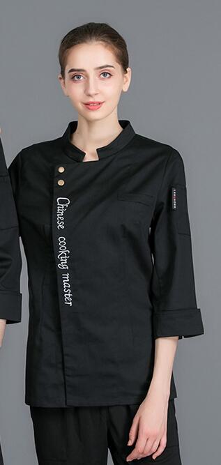 Kokkedress lange ermer kjøkken hotell restaurant stor størrelse #39 menn arbeidsklær pustende spisestue kokkeuniform  h2040: Ladyblack / Xxl