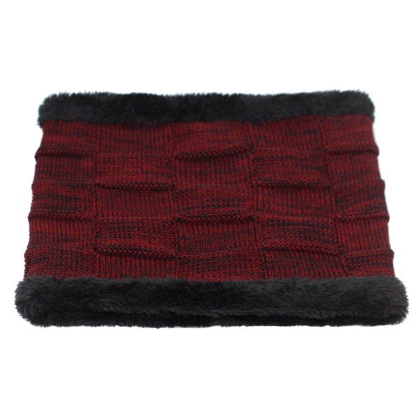 AETRUE Winter Men Scarf Ring Winter Scarves For Men Women Warp Thick Collar Neck Snood Shawl Plaid Warm Fur Soft Male Scarves: wine red