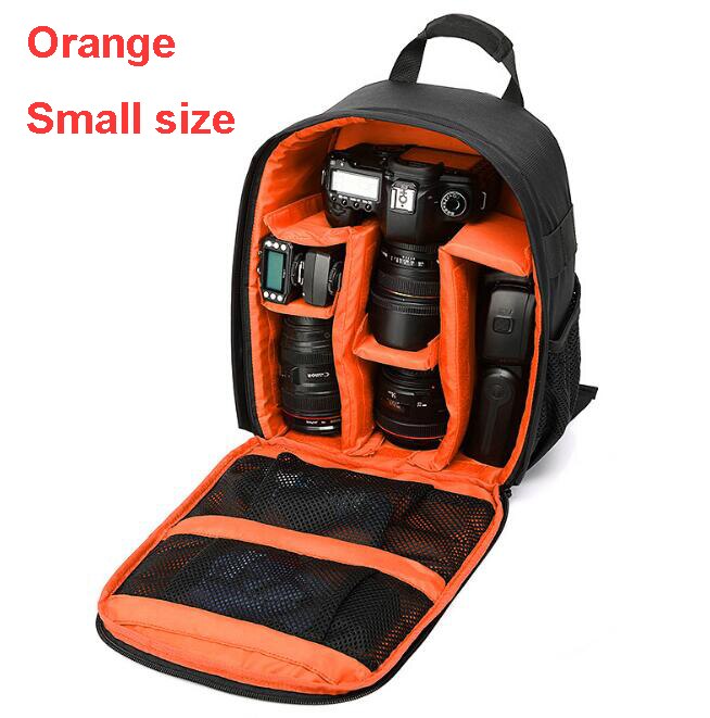 Waterproof Camera Bag Photo Cameras Backpack For Canon Nikon Sony Xiaomi Laptop DSLR Portable Travel Tripod Lens Pouch Video Bag: Orange small size