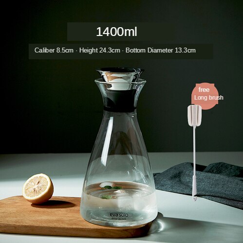 Glass Cold Kettle Bottle Water Pot Transparent Heat Resistant Juice Teapot Pitcher Water Jug Soft Drinkware Ice Dispenser Jarra: 1400ml cone