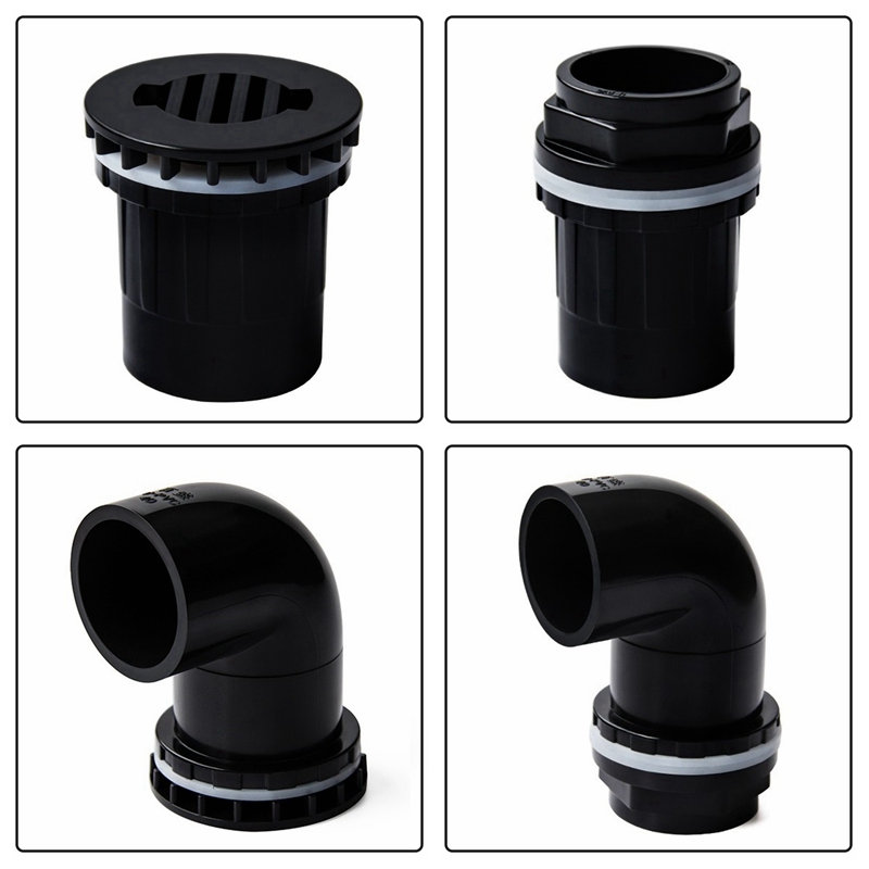 1pc 20/25/32/40/50mm Black PVC Fish Tank Connector Aquarium Fish Tank Drain Fittings Drainage Elbow Adapter