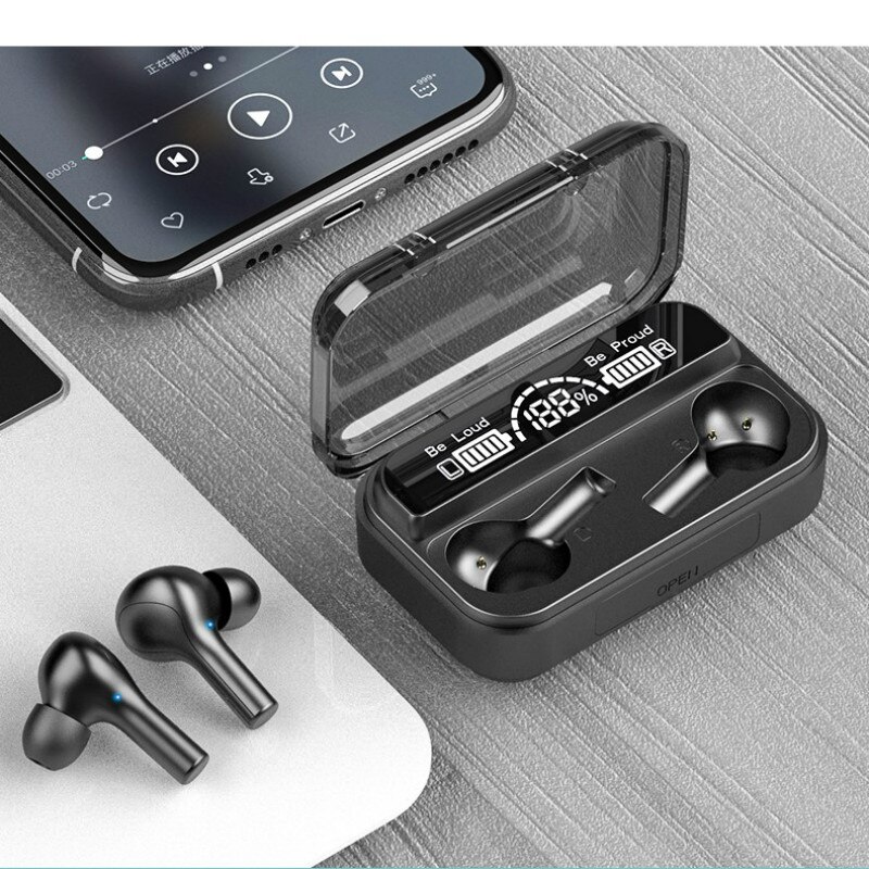 Mini Słuchawki HXSJ Bluetooth 5.0 - Bezprzewodowe Słuchawki Sportowe z Wyświetlaczem LED i Mikrofonem
