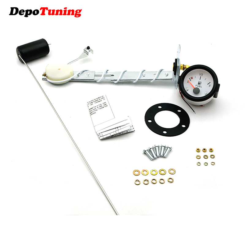 DePoTuning 52mm White Face Universal Car Level Gauge Meter With/Without Float Fuel Sensor E-1/2-F Pointer: With Float