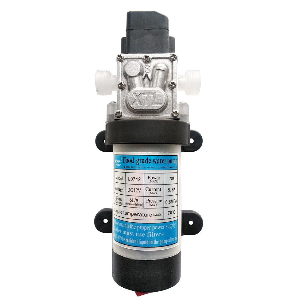DC 12V 70W food grade self-priming pressurized water pump with switch diaphragm water pump 6L/Min food liquid pressurized