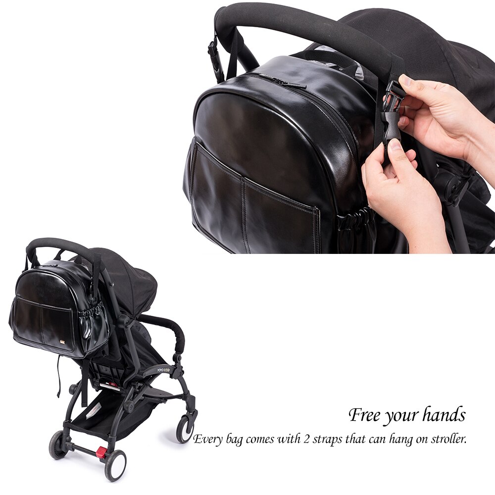 Soboba Diaper Backpack for Mother Smooth Waterproof Diaper Bag for Baby Care Nappy Changing Bag Black Stylish Backpack