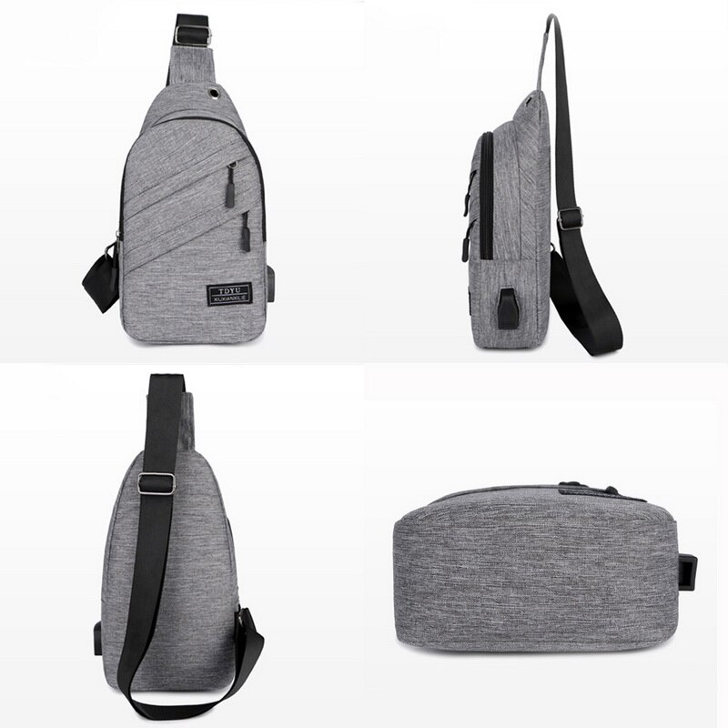 Men Chest Bags Waterproof With Headphone Hole And USB Charging Port Outdoor Travel Shoulder Bags Waist Packs