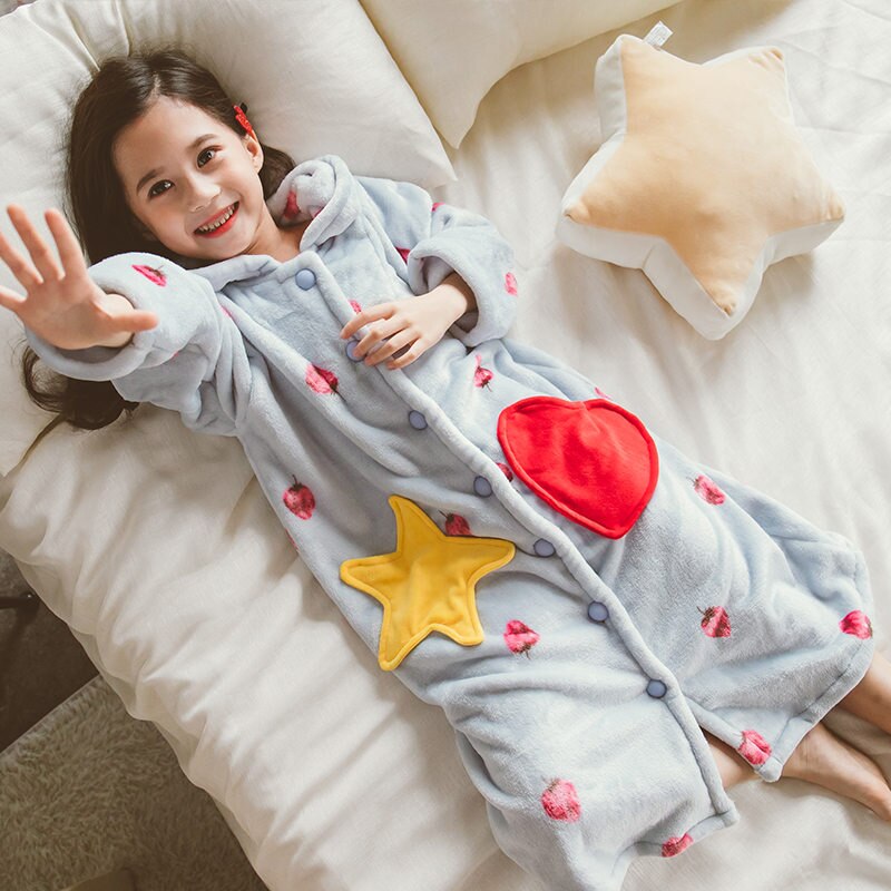 Söta koreanska barn pyjamas för flickor vintage barn badrockar pyjamas för flickor morgonrock morgonrock nattkläder varma barn morgonrock