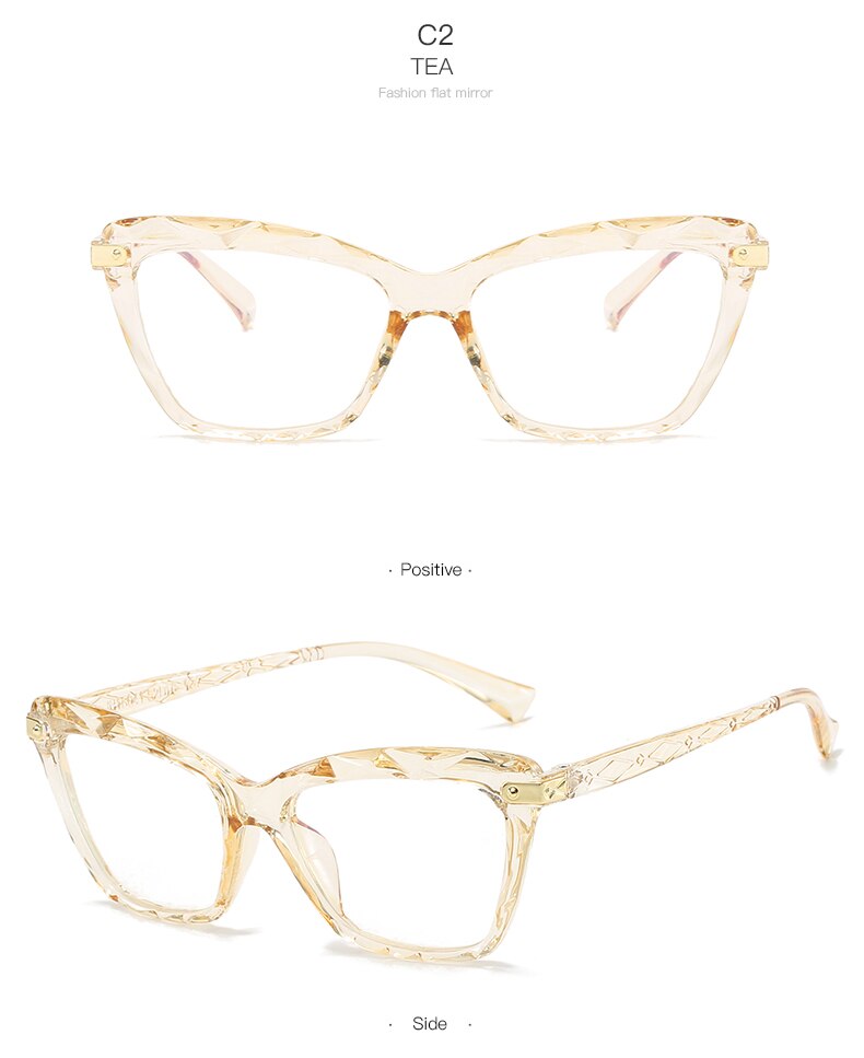 Mode Vierkante Brilmonturen Vrouwen Trending Stijlen Optische Computer Polygon Bril Vrouwen Anti Blue Ray Brillen Vrouwen: JH18041-C2