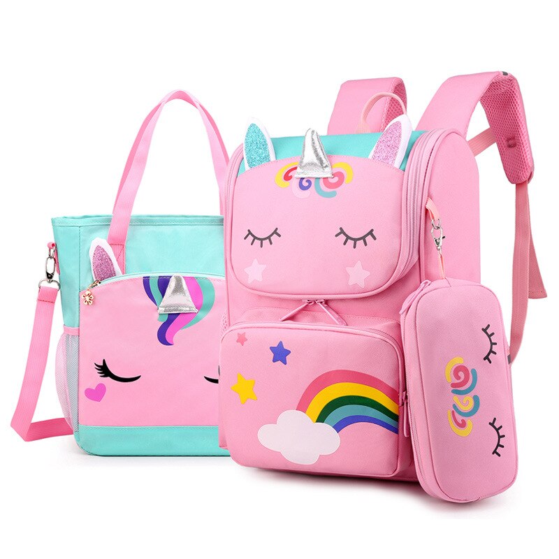 Kawaii Rugzak 3D Cartoon Primaire Schooltassen Voor Meisjes Schattige Waterdichte Kids Bag School Student Meisje 1-4 Kinderen rugzak: 3pcs pink