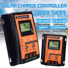 MPPT Solar Charge Controller 12V 24V 30A 50A Dual USB Charge Controller Solar Panel Battery Regulator LCD Display