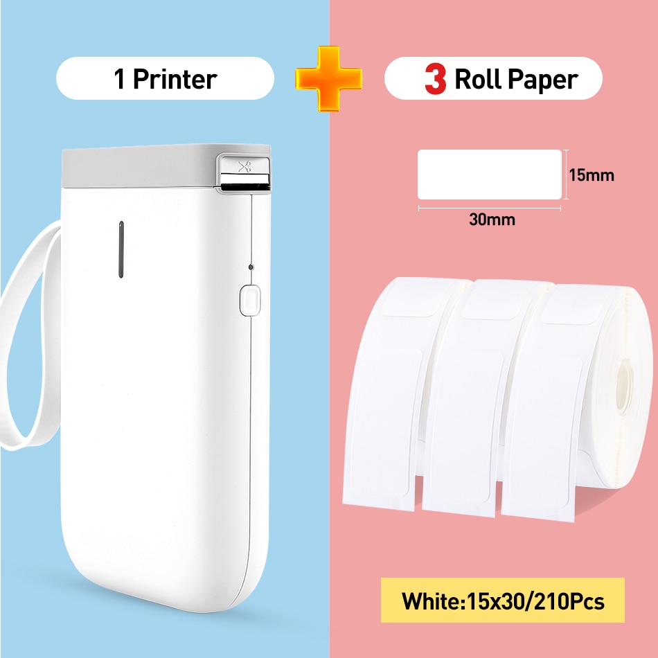 D11 Wireless label printer Portable Pocket Label Printer Portable BT Thermal Label Printer Home Use Office Fast Printing Printer: White 3WhiteLabel A