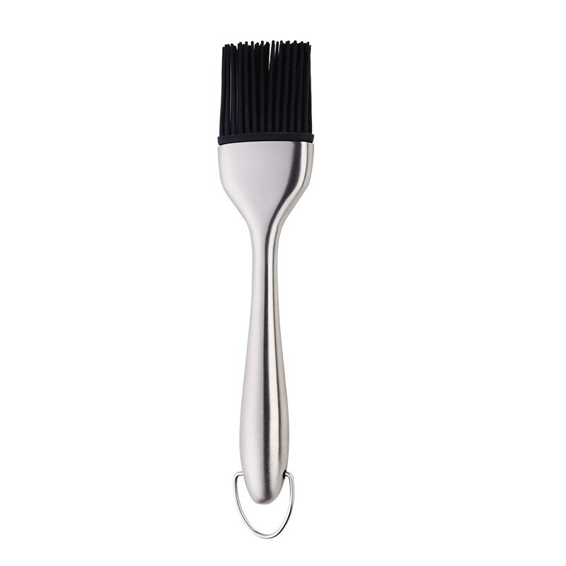 Cepillo de aceite con mango de acero inoxidable, cepillo de silicona dorado, herramientas para parrilla de barbacoa y pastelería, utensilios para hornear de cocina, 1 ud.: 1pc silver