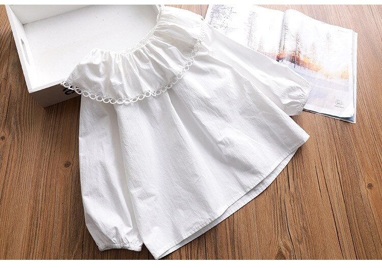 Blusa informal Coreana de manga larga para otoño, camisa de manga larga para niñas pequeñas, color blanco, 2, 3, 4, 5 Y 6 años